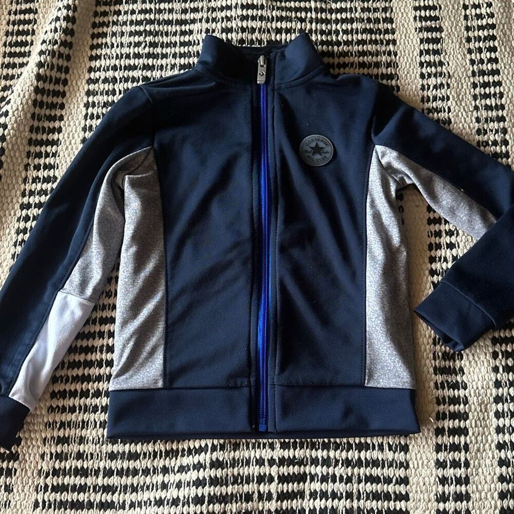 Converse size 4at navy blue and Gray boys Zipper track jacket